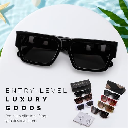 FEISEDY Retro Trendy Rectangle Polarized Sunglasses for Women Men,Classic Narrow Square Sun Glasses B0314