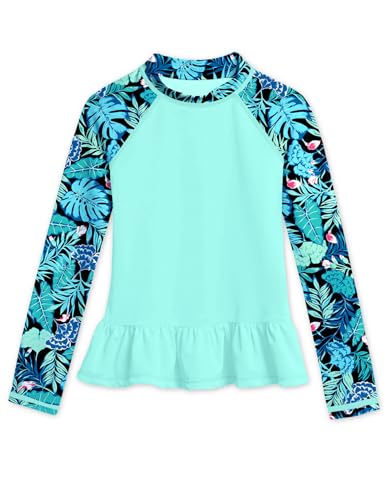 BesserBay Mädchen Badeshirt Kinder UV Shirt Blau Langarm UPF 50+...