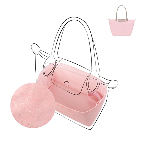 DGAZ ル プリアージュ用 デュポン紙&シルク タイベック 超薄 インナーバッグ 防水 超軽量 柔らかい バッグインバッグ バッグオーガナイザーLongchampロンシャン LE PLIAGE適用 (ピンク、ル プリアージュ ショルダーバッグ、ラージ)の商品画像（Amazon）