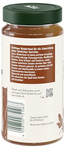 Fuchs Gewürze - Rinder Fond, optimale Basis für Suppen und Saucen, Ohne Geschmacksverstärker, Farbstoffe oder Palmfett, Gluten und laktosefrei, 400 ml im wiederverschließbaren Glas