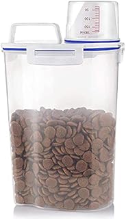 Dry Food And Grains Container - Pet Food Storage Container With Measuring Cup | Large Pour Spout And 4 Seal Buckles | Small & Practical Capacity | Airtight Design | Easy To Grasp And Easy To Clean