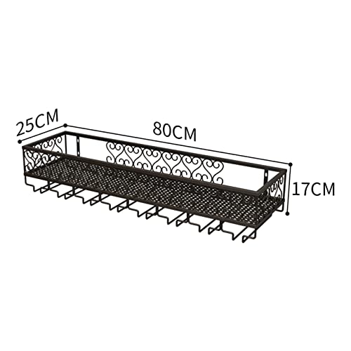 Rack à bouteilles mural compact avec support verres à pied et étagère - 8