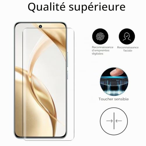 Pour Honor 200 5G Pack complet Coque transparente souple motif chat + 3 films verre trempé 3D incurvé avec colle fournie. - vue 7