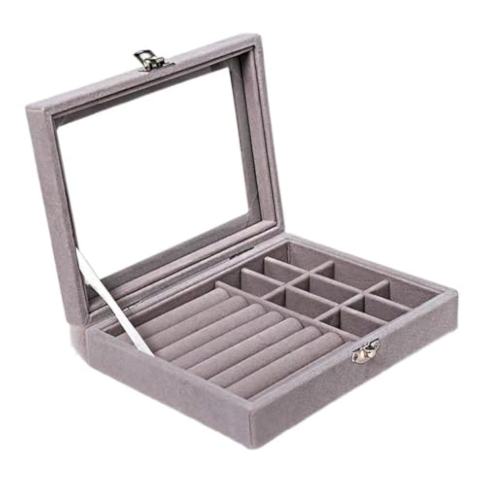 Portable Jewelry Storage Box Organizer, Gray Holder