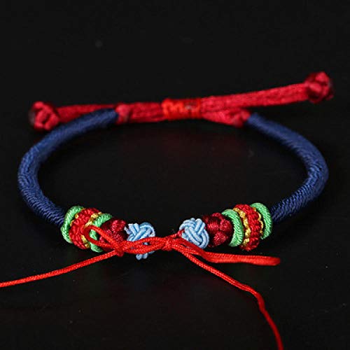 Corde tibétaine tressée main en diamant bleu pour couple