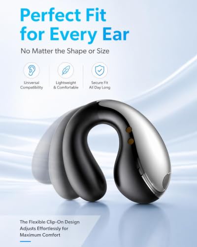 Image of Boytond Ultra Open Ear Earbuds - Comfortable Clip-On Bone Conduction Earbuds, Over-The-Ear Open Headphones with Waterproof Build for Running, Gym Workouts, and Outdoor Sports, Lustre Black