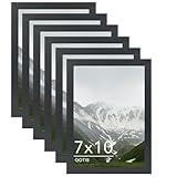 QOTIB 7x10 Picture Frame Black for Wall Mounting or Tabletop Set of 6, Wood 7 x 10 Frame Photo Frame for Wall Hanging Horizontally or Vertically, Black, 6 Pack