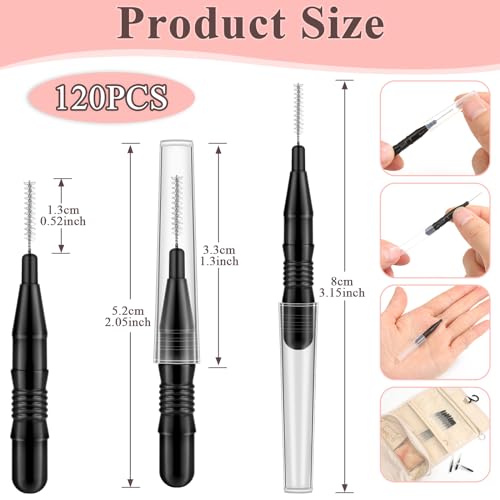 MAPVOLUT 120Pcs Micro Eyebrow Brush with Cap Brow Lamination Brush Spoolies for Brow Eyelash Brush Lash Filler & Lift And Tint Tools for Brows and Lashes Comb Extensions