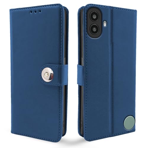 Image of Pikkme Flip Cover Leather Finish | Inside TPU with Card Pockets | Wallet Stand and Shock Proof | Complete Protection Button Flip Case for CMF by Nothing Phone 1 (Blue)