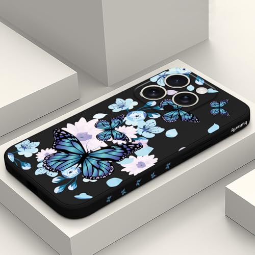 Coque iPhone 16 Pro évite rayures coque silicone fine papillon noir