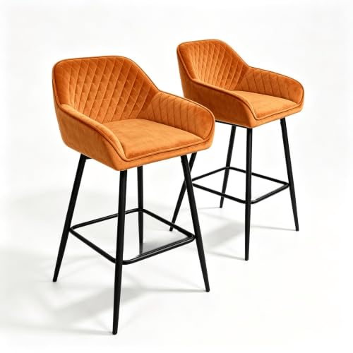 Image of Foxtory Set of 2 Barstools Home Breakfast Pub Stools Cafe Chairs for Dining