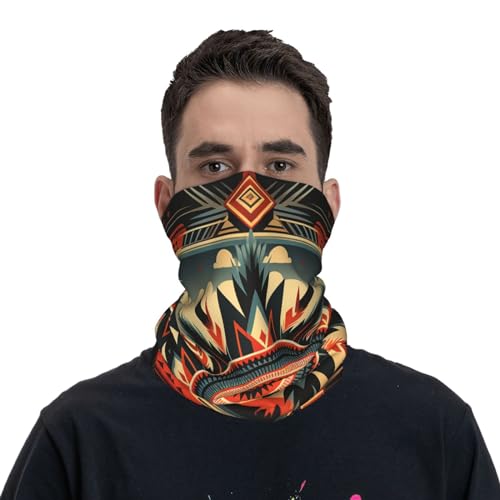 Gargantilla Geométrica Vintage de Paisaje Nativo Southwest para Mujer y Hombre, Mascarilla Facial, Bufanda de Cuello Elástica, Balaclava para Motocicleta, Ciclismo, Esquí, Fiesta, Blanco miniatura 2