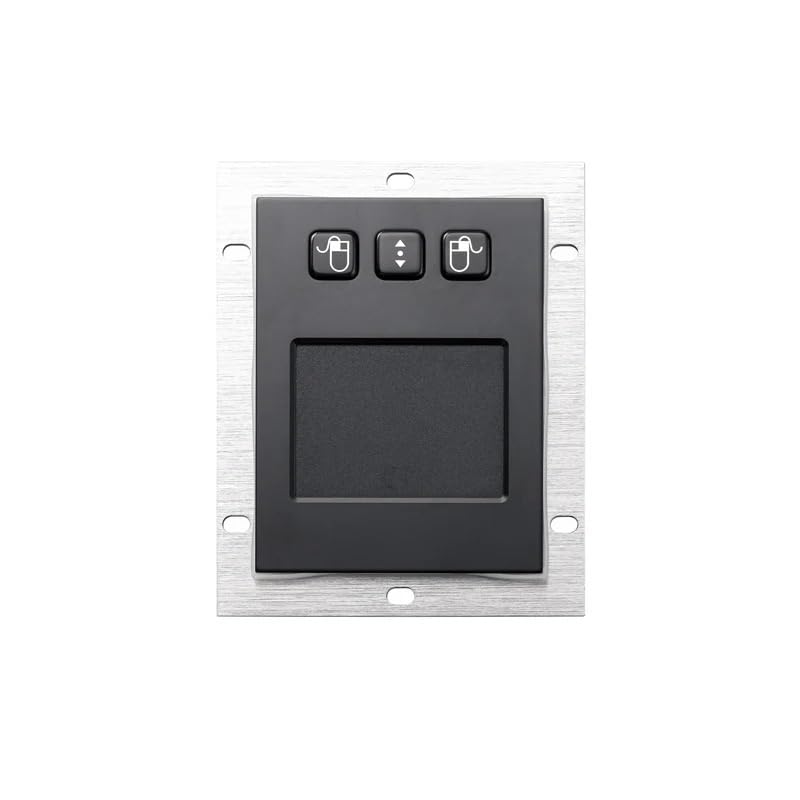Ratón industrial de metal negro USB con panel táctil integrado