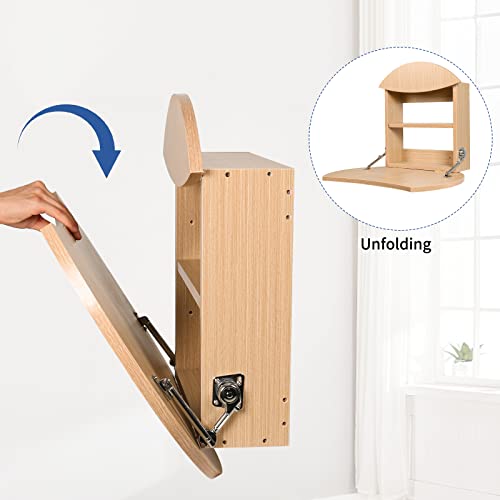 Kikoqeen Mounted Dressing Tables, Folding Wall Table Floating Desk For Make Up, Multifunctional Space Saving Tabletop Writing Table With Storage Drawer & Shelves For Home Bedroom Office #TOP6