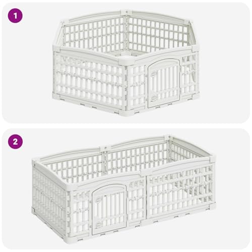 vidaXL 6-Panel-Hundespielplatz 122 x 106 x 40 cm Kunststoff Weiß-6