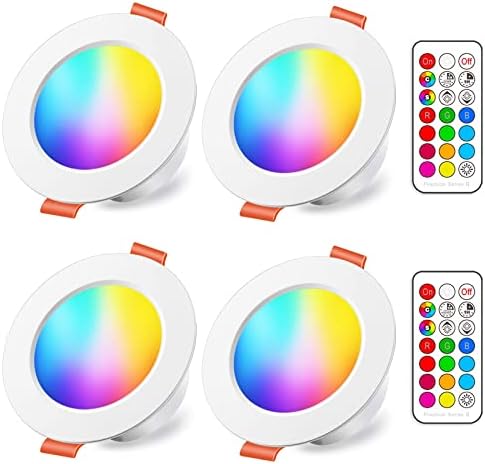 HEKEE LED Reccessed Downlights, 70W Equivalent, Color Changing, 4 Inch, 2700K Warm White, Recessed Ceiling Lights (4 Packs)