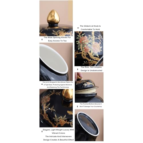 Ceramiczny słoik imbirowy z pokrywką, wazon chinoiserie do dekoracji wnętrz, kwiatowy pojemnik ekspozycyjny do salonu i biurka, idealny do przechowywania herbaty