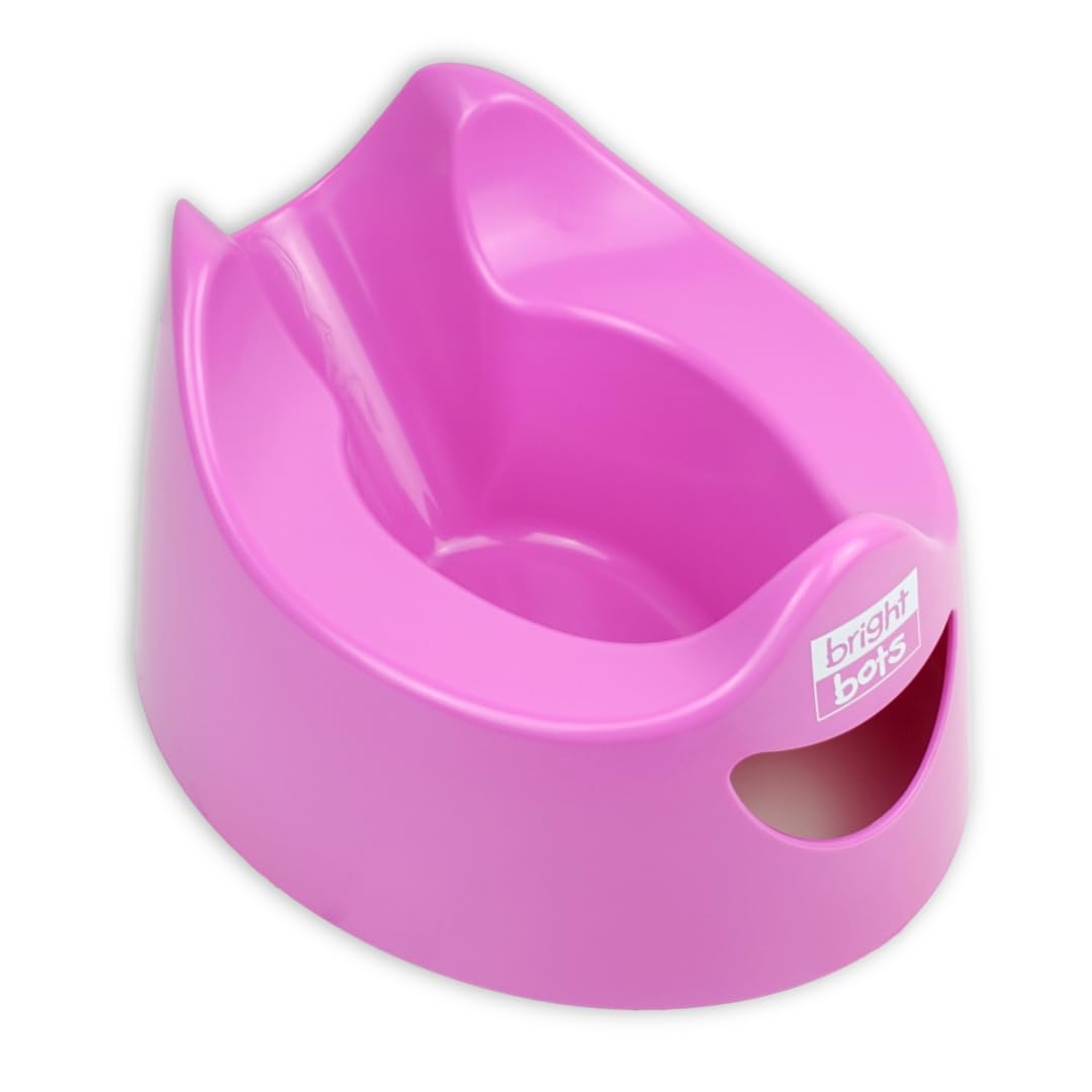 Bright Bots Toddler Potty for Potty Training. Easy Empty with Back spout and Front Handle. Comfortable Sitting Height. (Bright Pink)