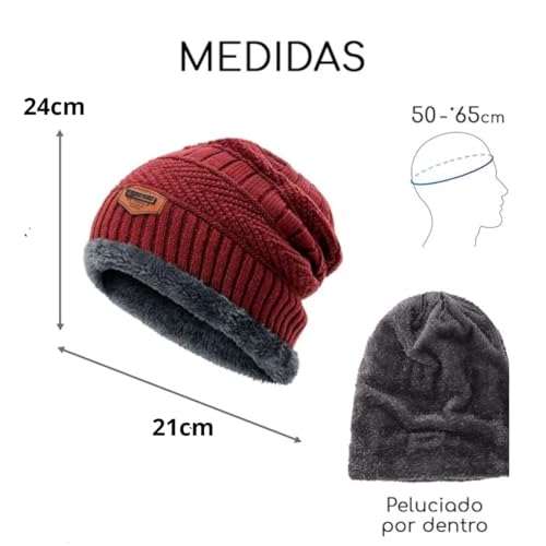 Gorro para o Frio de Lã - Touca Masculina Forrada Com Pelinhos para o Inverno (BR, Alfa, Único, Cinz