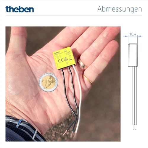 Theben 5400130 DIMAX 540 plus B - Mini Unterputz-Dimmer I benötigt keinen Neutralleiter I 100 m Kabellänge I Memory Funktion I Altbau, Nachrüstung und Renovierung I Einstellbare Mindesthelligkeit