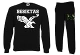 Herren 2er Set Pullover + Jogginghose Besiktas Istanbul Kartal Adler, Schwarz, S