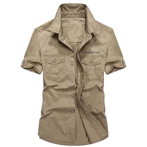 Chemise de travail style militaire homme pour le bricolage d'été en coton