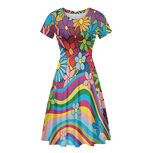 Image of AFPANQZ Womens Casual Summer Lightweight Vintage Dress Short Sleeve Midi Dress Knee-Long Luxury Formal Dress