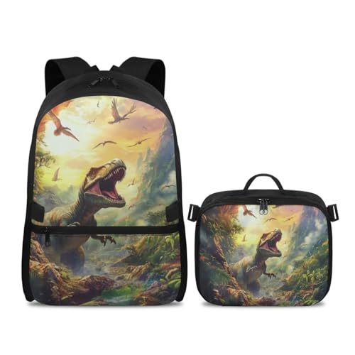 Sac à dos Dino amovible pour enfants et adolescents avec boîte à lunch