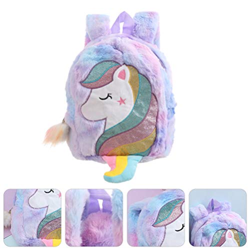 KESYOO Bolsa de Ombro Infantil Roxa Bolsa de Pelúcia Unicórnio para Esportes ao Ar Livre, Roxa, 28X2