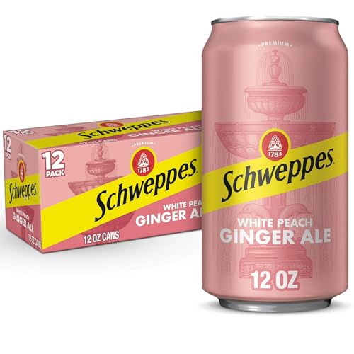 Schweppes White Peach Ginger Ale - Refreshing, Crisp, Delicious - 12, 12oz Cans
