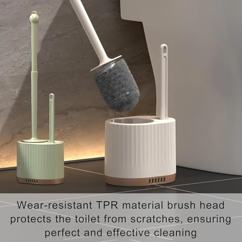 Image of HomeCloud Wall Mounted Silicone Toilet Brush | Soft Bristle Bathroom Cleaning Brush with Holder | Modern Japanese Design | Quick-Drying & Hygienic (Light Green)