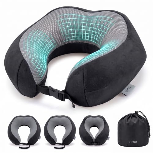 LUGG Memory Foam Travel Pillow – 360° Ergonomic Neck & Head Support, Slow Rebound
