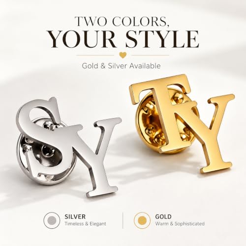 Image of Custom Name Lapel Pin Personalized Script Brooch for Women Men, Customizable Name Badge Elegant Cursive Letter Pin, Minimalist Jewelry Gift for Wedding Birthday Anniversary