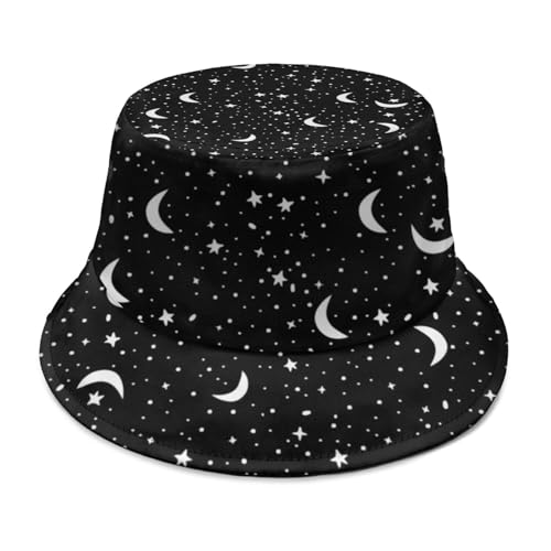 Goth Bucket Hat Sun Moon Star Hat for Women Men Fashion Travel Summer Outdoor Beach Hats Comfortable Fishing Cap (US, Alpha, One Size, Star Moon)