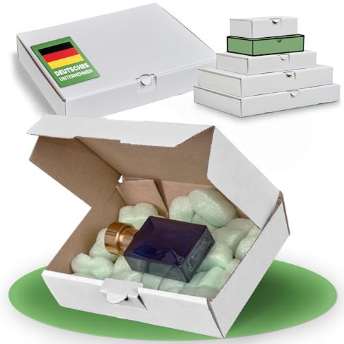 Cajas de cartón grandes de color marrón y blanco, tamaño y cantidad a elegir, envío de mercancías, envío de libros, DHL Hermes DPD GLS UPS correo (160 x 110 x 50 mm (25 unidades), color blanco