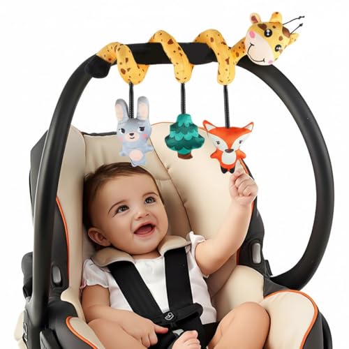 Image of SNOWIE SOFT Giraffe Stroller Soft Plush Toys for 6 Month Old Baby Spiral Colorful Sensory Toy Interactive Cartoon Stuffed Plush Baby Toys for 6 to 12 Months Crib Ornament
