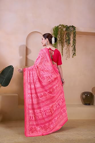 Image of TAMAIRA FASHION Off White Mulmul Pure Cotton Saree For Woman Warli Printed|Office Wear Daily Wear Sarees For Women Without Blouse Piece (Available in 21 Colours)