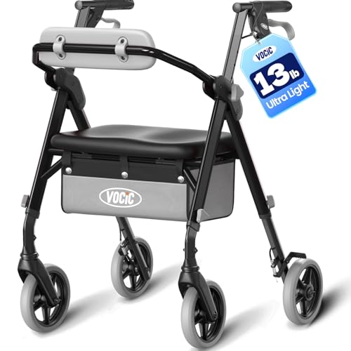 Image of VOCIC Z12 Walker for Seniors with Seat, 13.4 LBS Ultra Light, 350 LBS