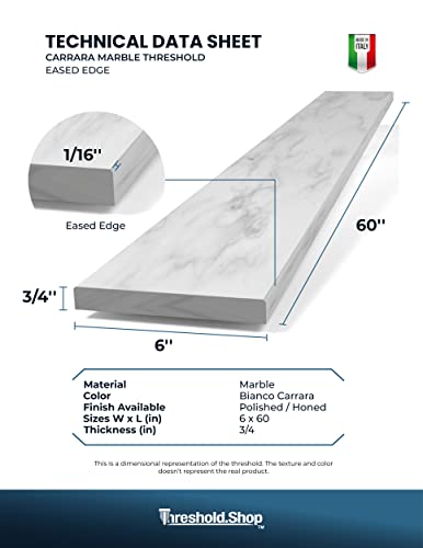 Threshold.Shop White Carrara Marble Saddle | Eased Edge | 3/4” Thickness (Marble Polished, 6\" x 60\")