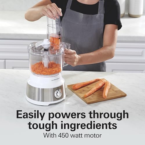 Hamilton Beach Food Processor & Vegetable Chopper for Slicing, Shredding, Mincing, and Puree, 10 Cups + Easy Clean Bowl Scraper, White and Stainless Steel (70733) by Hamilton Beach - Used condition - Image 4