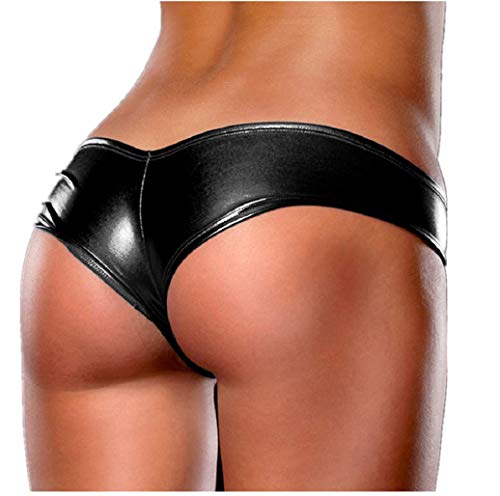 NAVARCH Bikini Wetlook Metallic Damen Shot Micro Mini Bikini Thong Einteiler Panty Lingerie V-Ausschnit Neckholder Lingerie Babydoll DessousBikini Set Wet-Look Shiny Metallic Swimsuit Badebekleidung