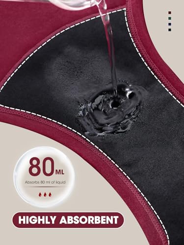 ACEJUNE Period Cotton Underwear for Women: Leak-Proof Menstrual Comfort Panties for Teens and Postpartum 4 Pack (US, Alpha, 5X-Large, Regular, Regular, Vintage Dark)