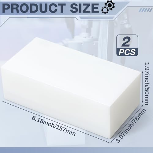 Image of Colingmill 2 Pcs Hdpe Plastic Block 2 inch x 3 inch x 6 inch, Polyethylene Solid Plastic Block for Machining, Home Floor Improvement, Prototyping, DIY Projects, Engineering (White)