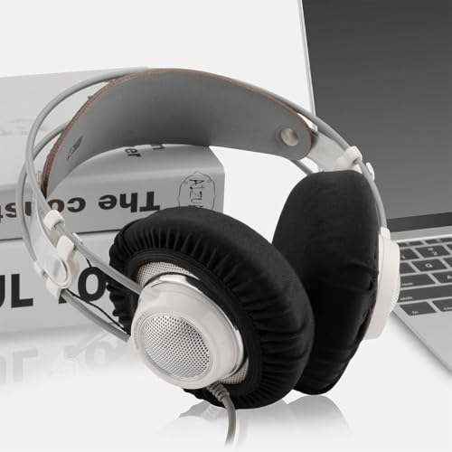 6 Stücke Kopfhörer Ohrpolster, Dehnbare waschbare Kopfhörer-Abdeckungen, Kopfhörer-Ohr Abdeckungen aus flexiblem Stoff, Headset Ohrpolster, Schweißschutz für Fitnessstudio, Gaming (Schwarz)