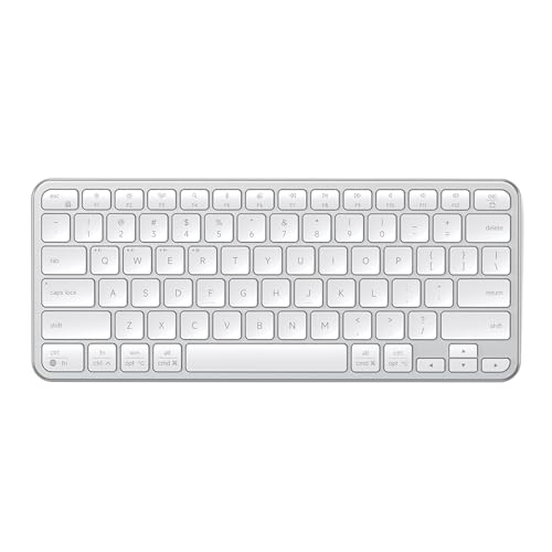 SATECHI Teclado Inalámbrico Slim EX1, QWERTY Americano, Teclado Bluetooth Multi Dispositivo 4 en 1, Conexión 2,4 GHz, Recargable USB C para Mac, Windows y Android – Plata