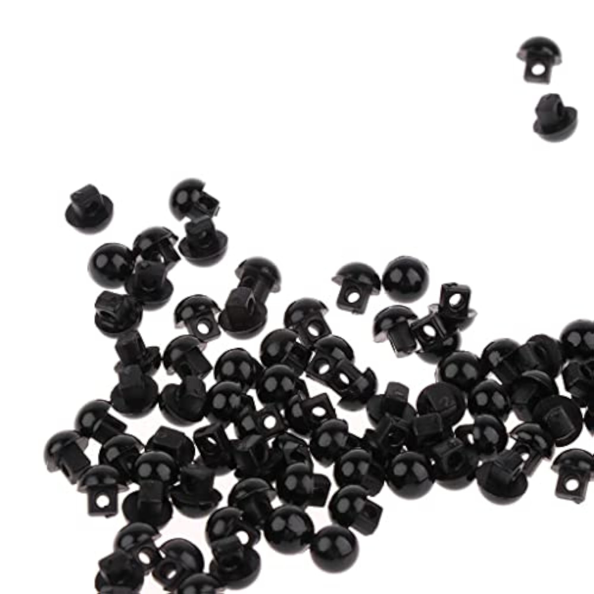 100 Pieces 6mm Solid Black Round Mushroom Domed Sewing Buttons for Doll Eyes Nose Making