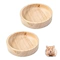 2 PCS Wooden Hamster Feeding Bowl Hamster Food Bowl Small Animal Food Dish Gerbil Food Bowls for Hamsters, Gerbil, Chinchilla, Sugar Glider, Squirrel, Hedgehog