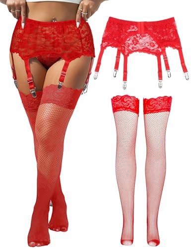 Image of ohyeah 6-Strap Easy Clip Lace Garter Belt for Thigh Highs Stockings Suspender Garter Belts Plus Size Garters Lingerie XS-4XL