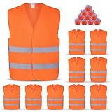 10 Pack High Visibility Safety Vests & 10 Reflective Bands for Traffic Work, Running, Surveyor, Secu