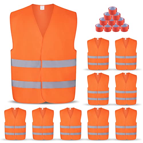 10 Pack High Visibility Safety Vests & 10 Reflective Bands For Traffic Work, Running, Surveyor, Security Guard, Construction #TOP4